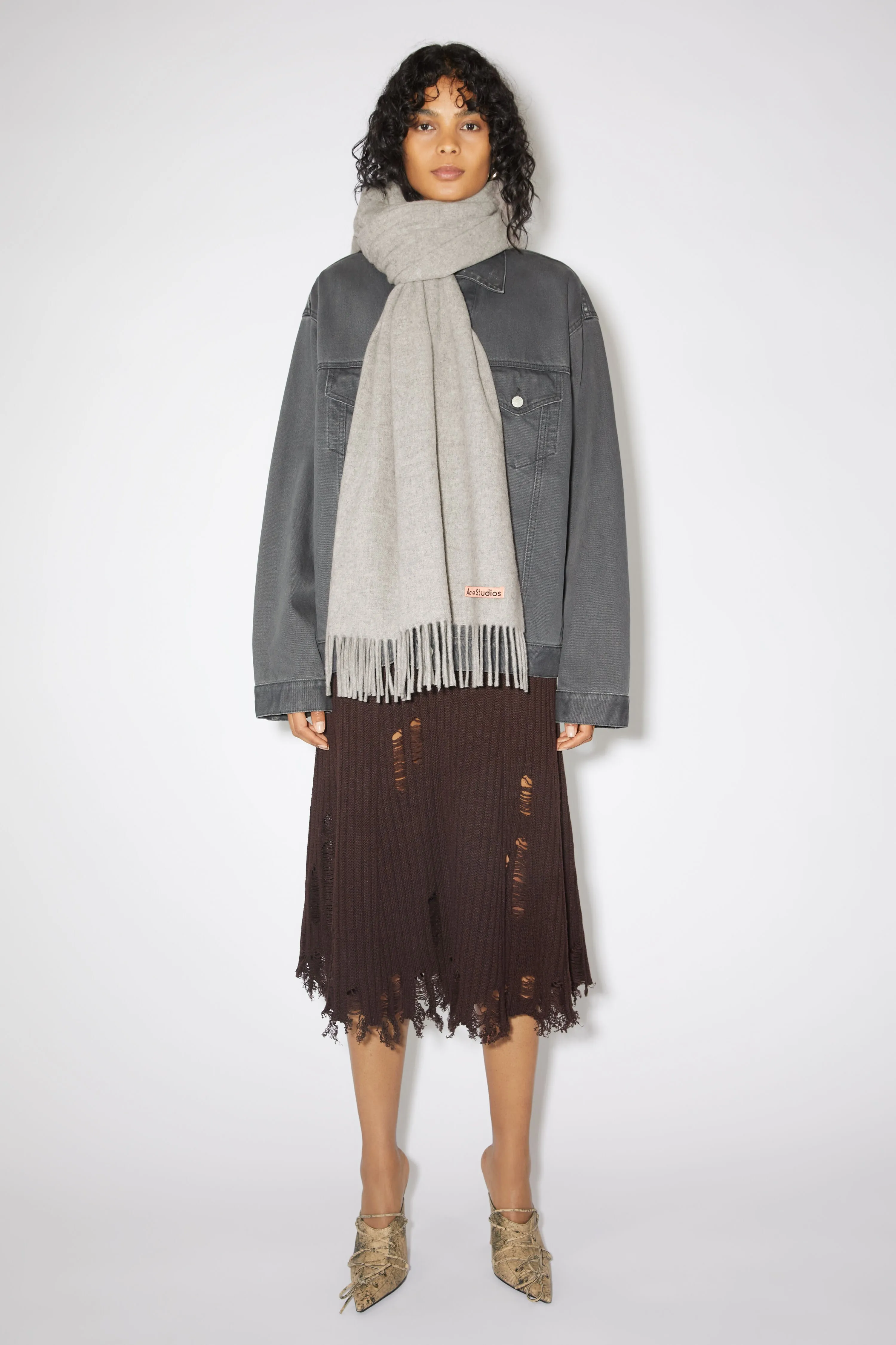 Fringe wool scarf - oversized