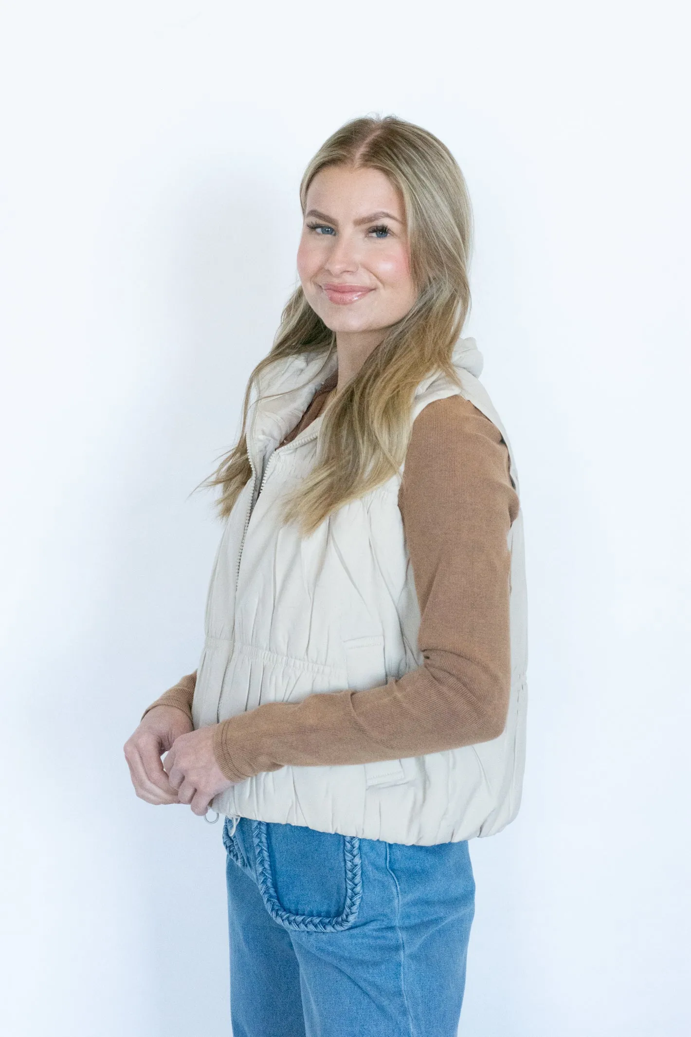 Frost Taupe Puffer Vest - Shop Now!