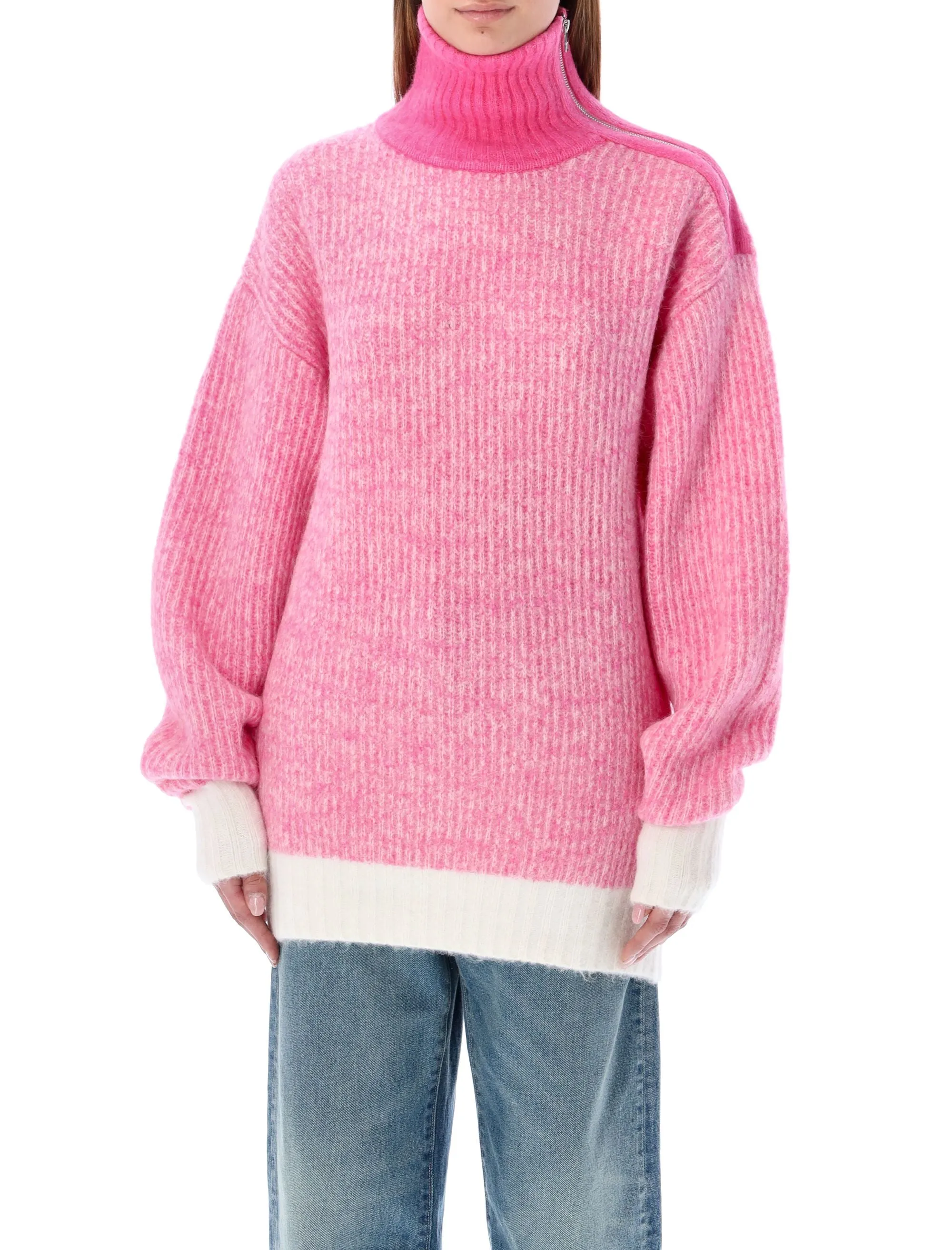 Ganni Zipped High Neck Knit Sweater