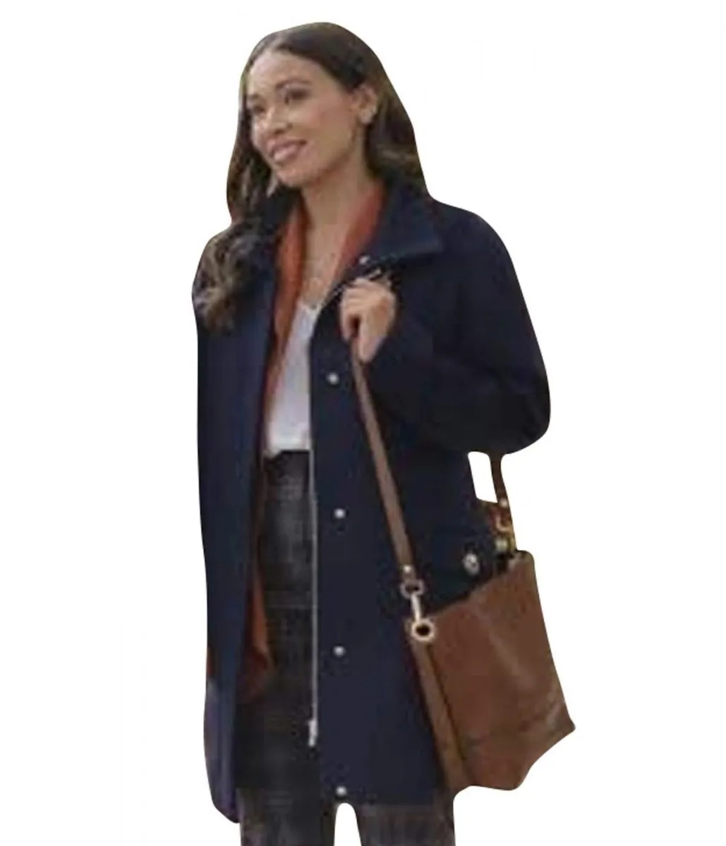 Gelsea Mae An Unexpected Christmas Blue Wool Coat