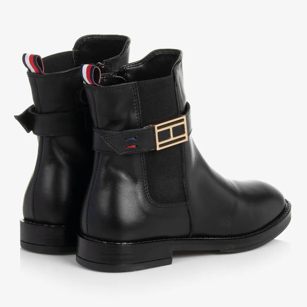 Girls Black Leather Boots