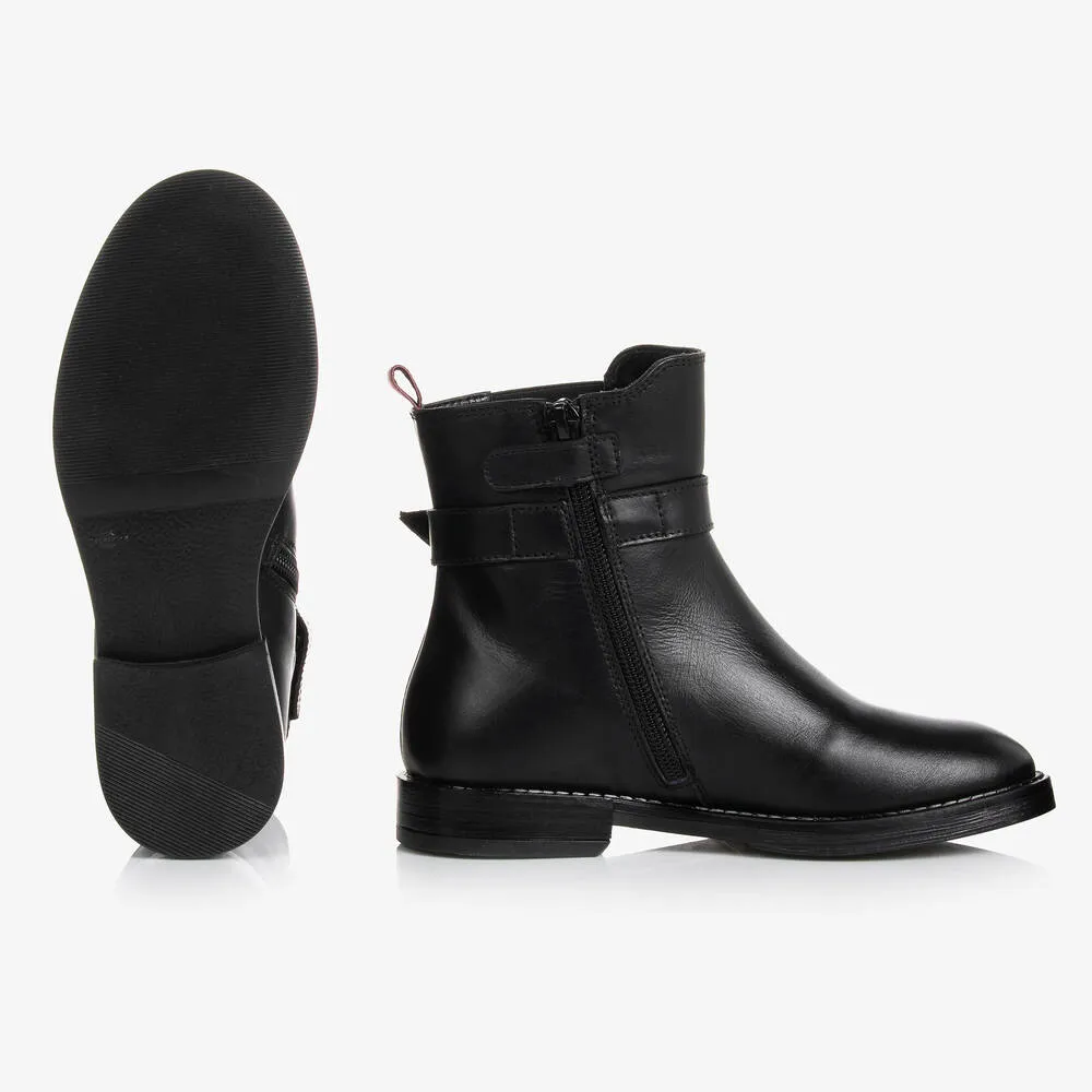 Girls Black Leather Boots