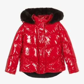 Girls Red Puffer Jacket