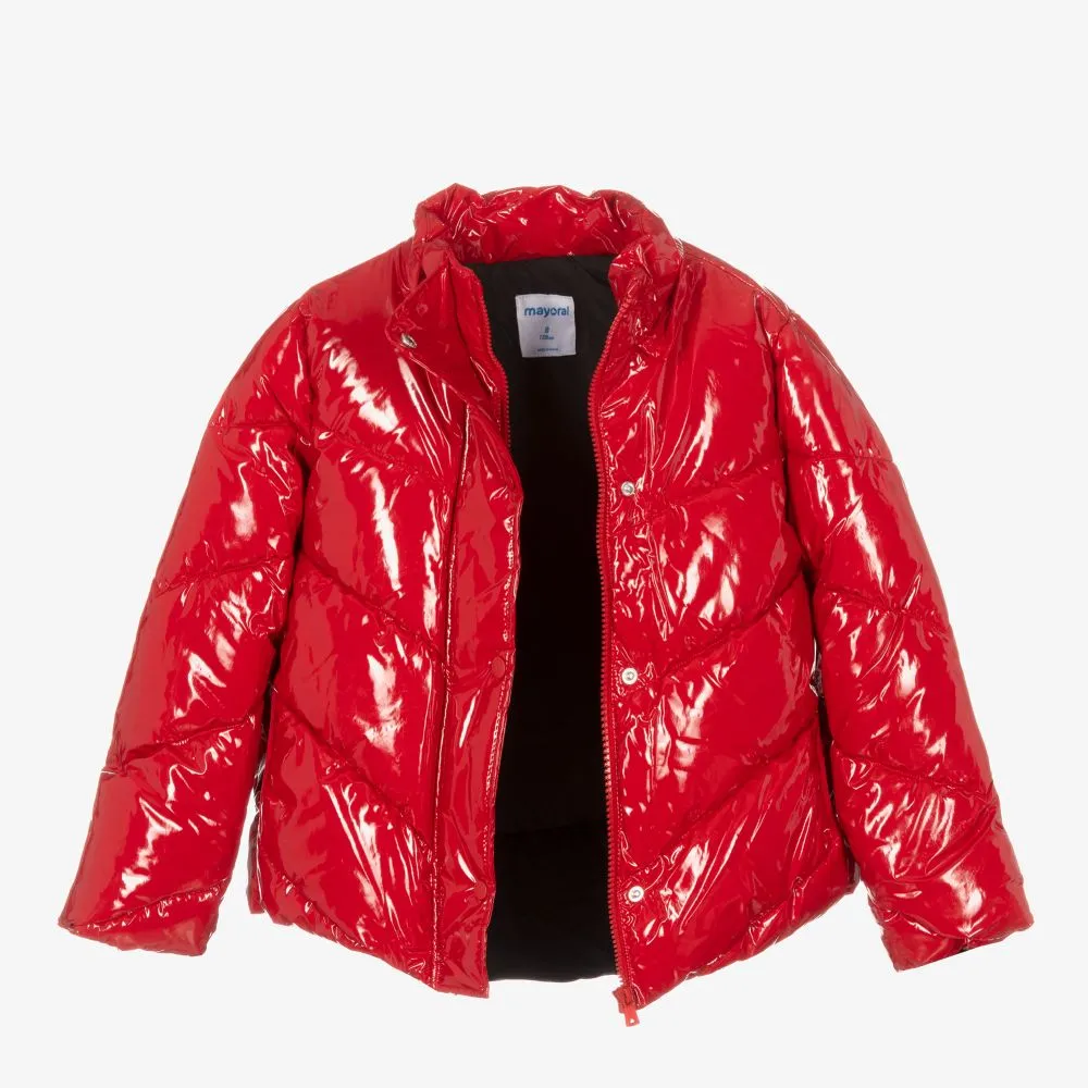 Girls Red Puffer Jacket