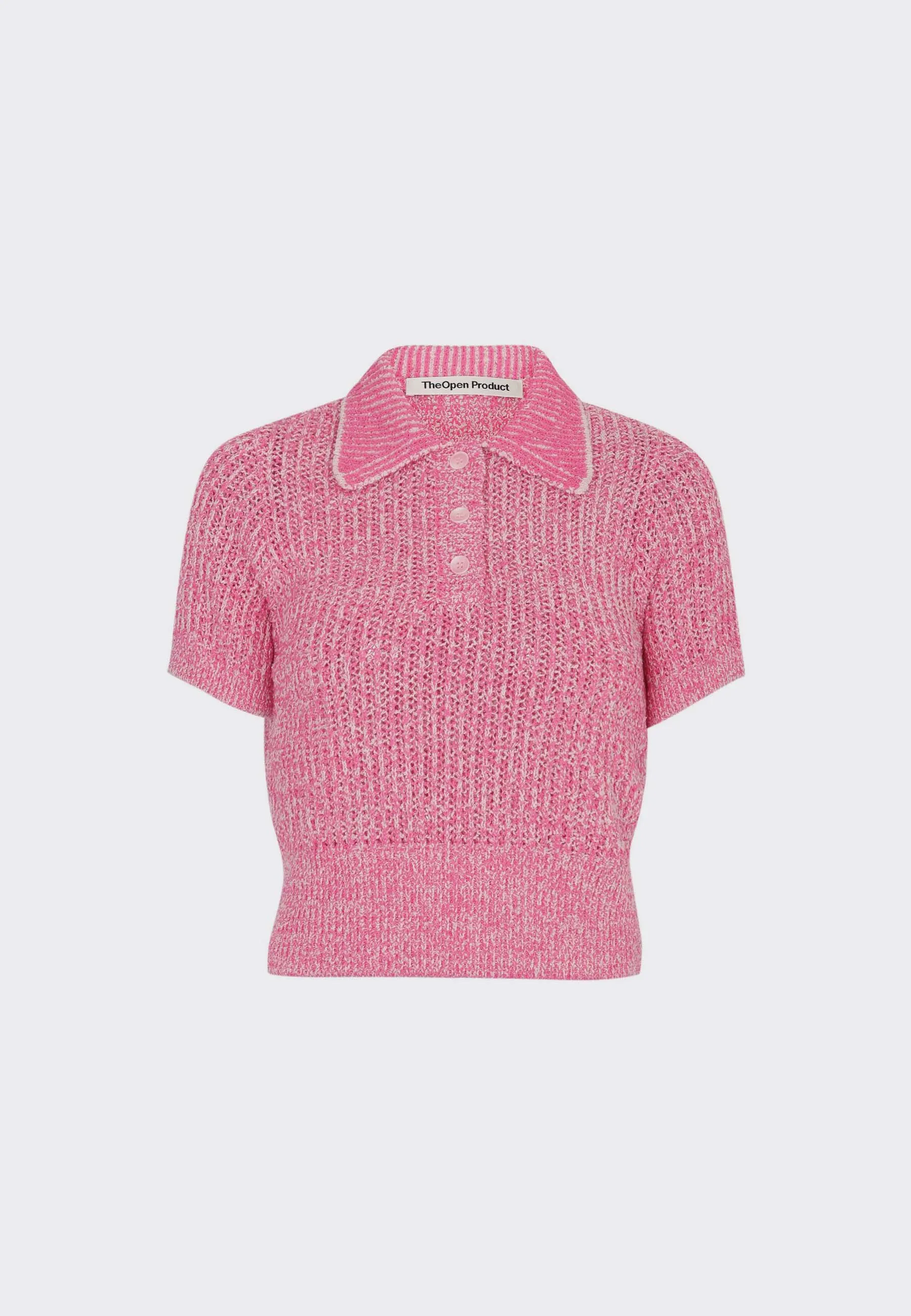 Glitter Yarn Half Sleeve Sweater - pink