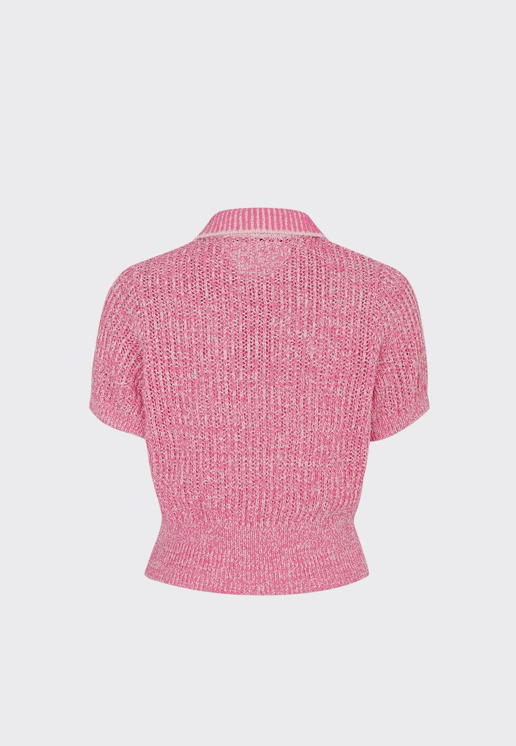 Glitter Yarn Half Sleeve Sweater - pink