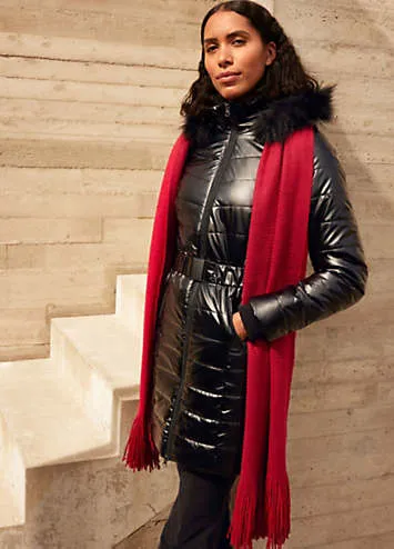 Glossy Belted Winter Coat by bonprix | Look Again