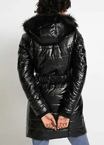 Glossy Belted Winter Coat by bonprix | Look Again