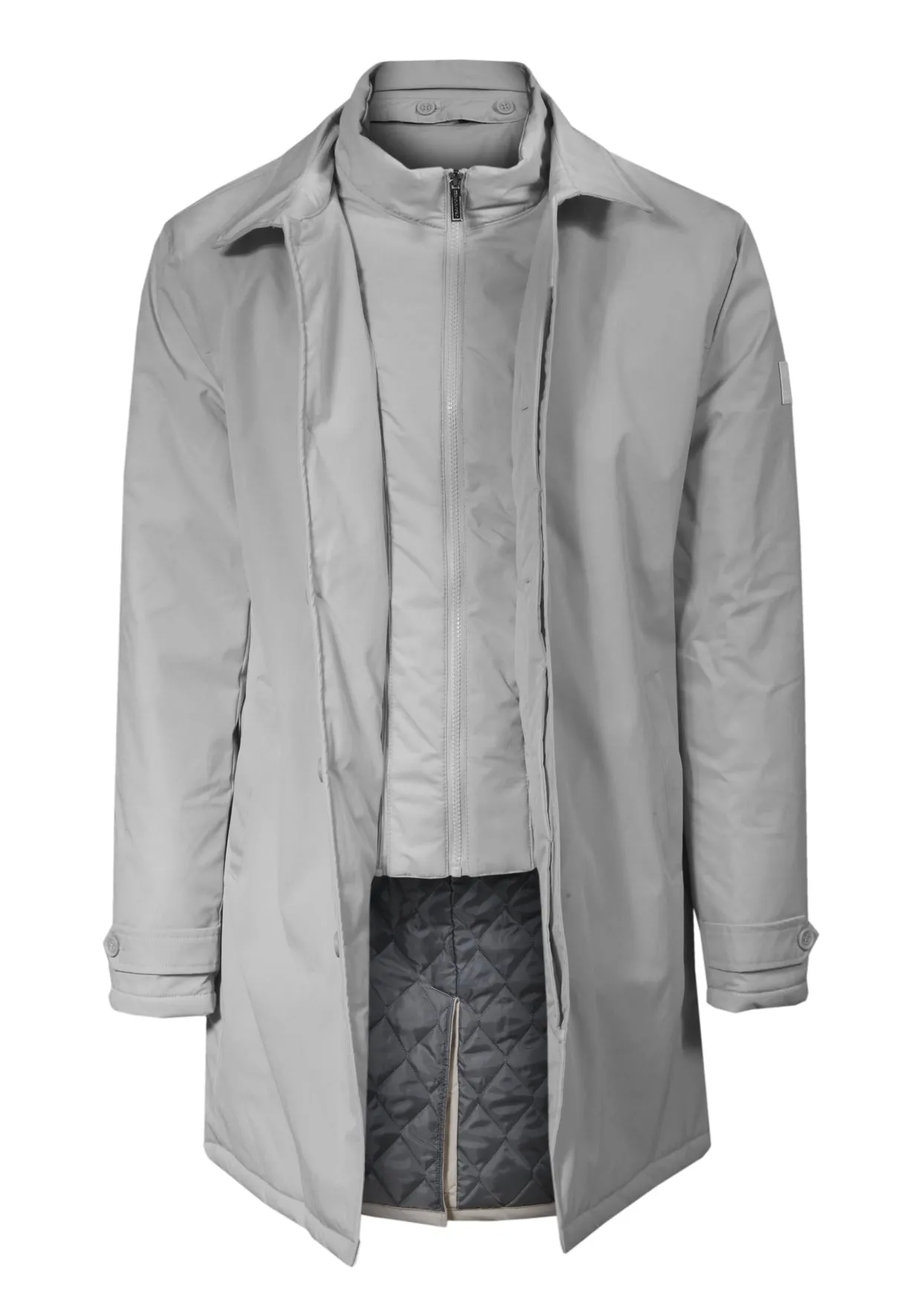 Gray Trench Coat with Removable Inner Shirt - Online Store