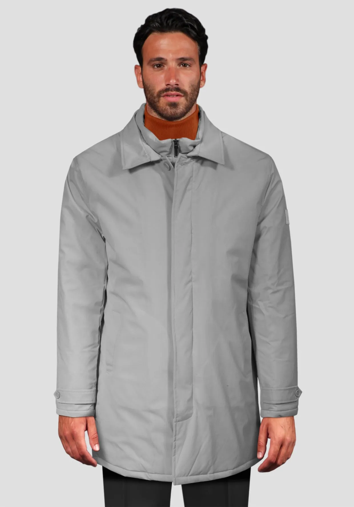 Gray Trench Coat with Removable Inner Shirt - Online Store