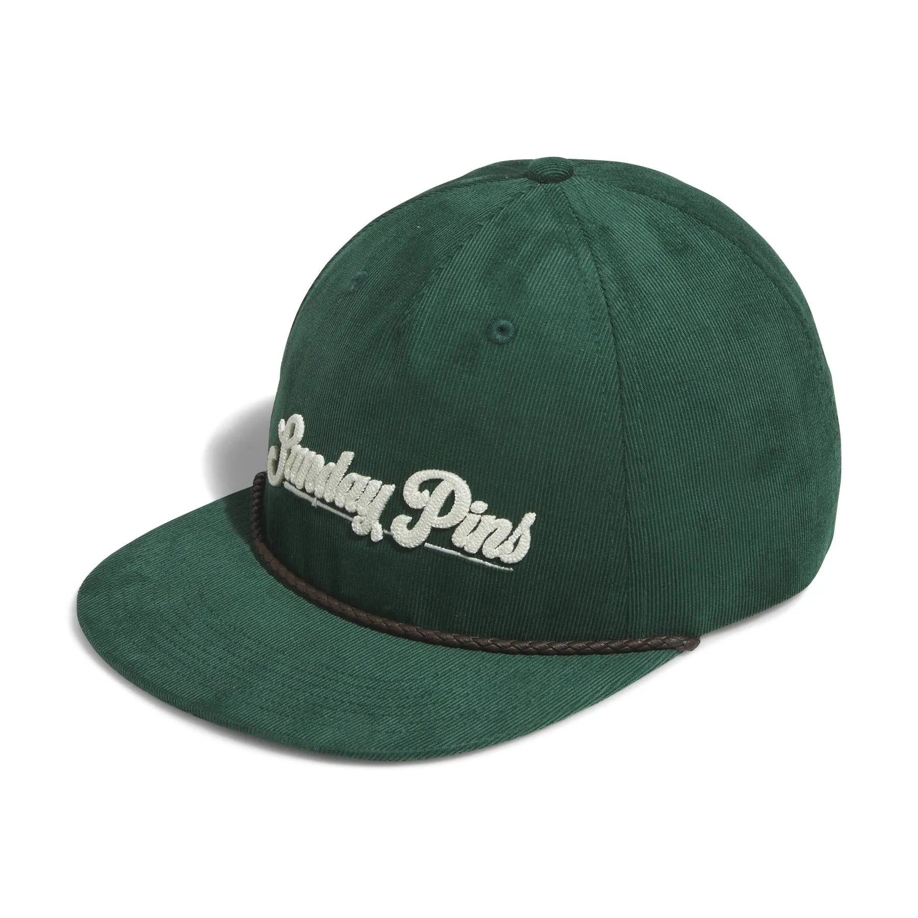 Green Corduroy Leather Cap - SS24