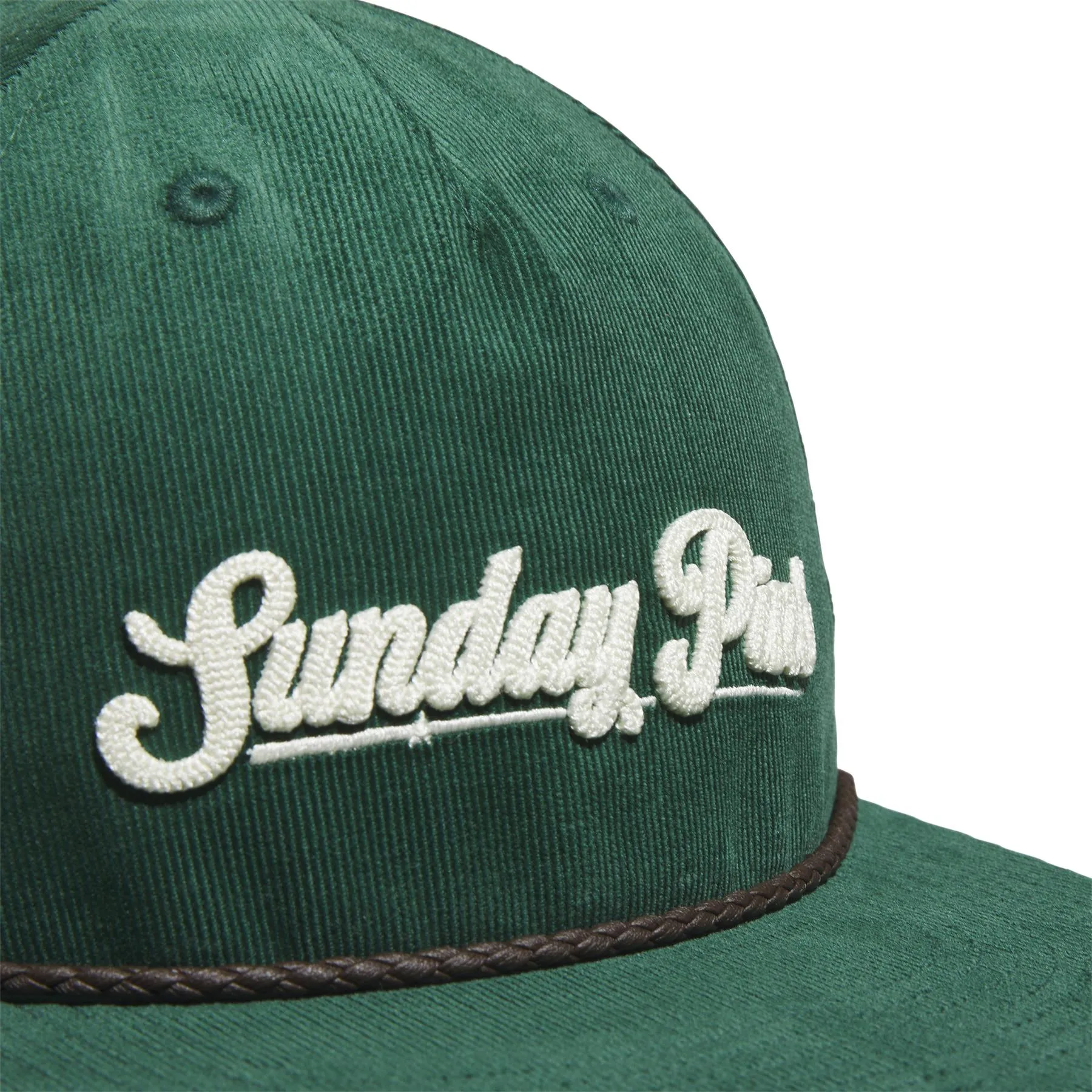 Green Corduroy Leather Cap - SS24