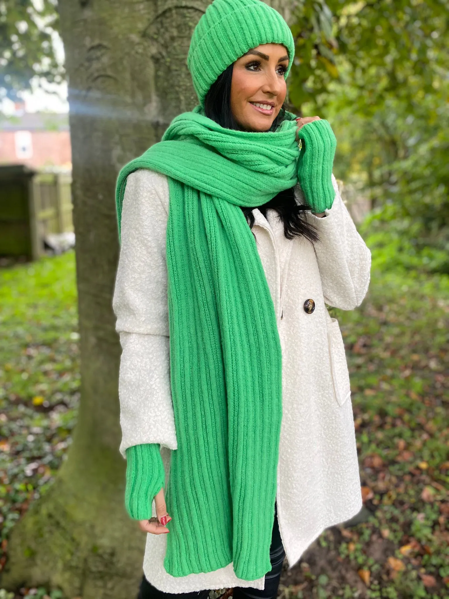 Green Ribbed Knit Scarf - Best Price, Free Shipping, Shop Now!