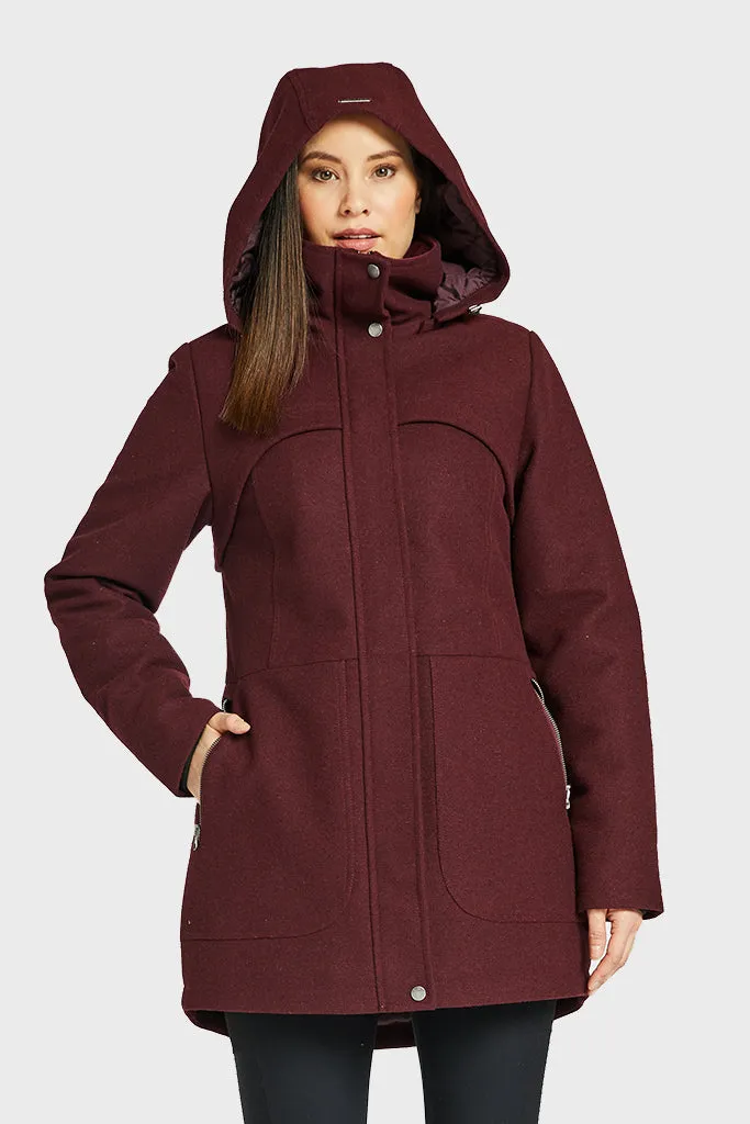 Hailey Women's Insulated Waterproof Windproof Wool Winter Coat | Mia Melon