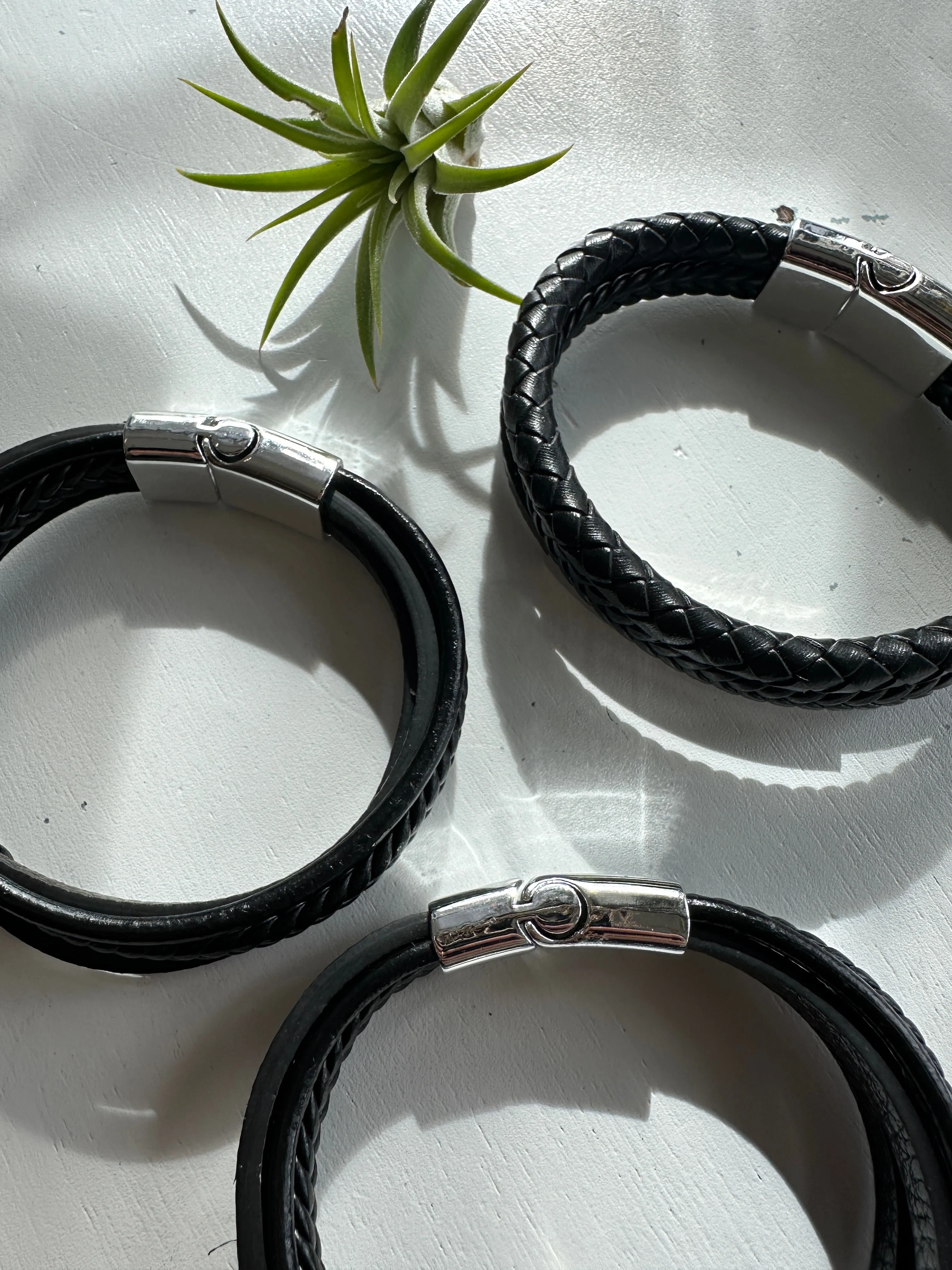 Handcrafted Leather Bracelet with Magnetic Clasp - Multi Strand Design