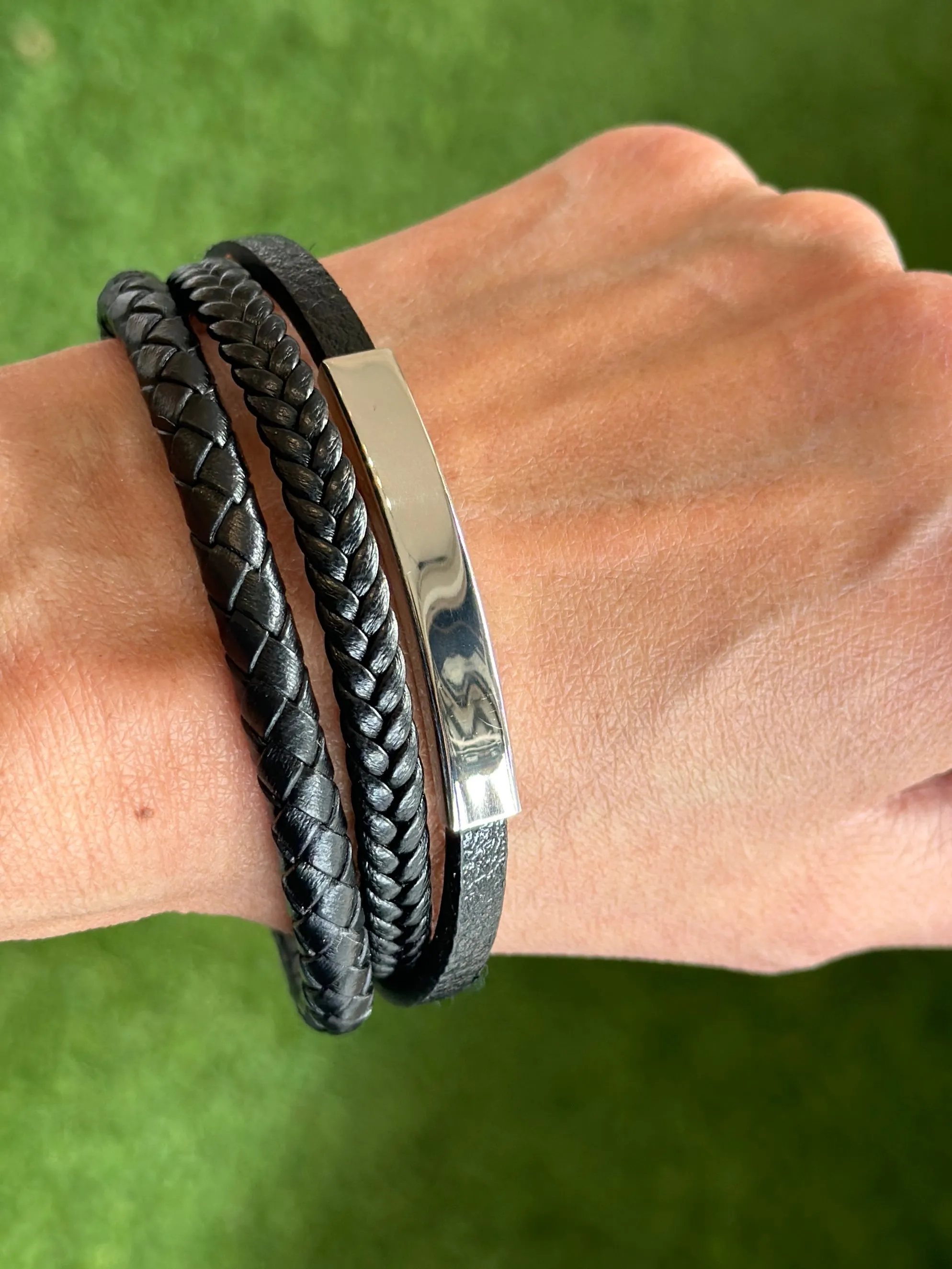 Handcrafted Leather Bracelet with Magnetic Clasp - Multi Strand Design