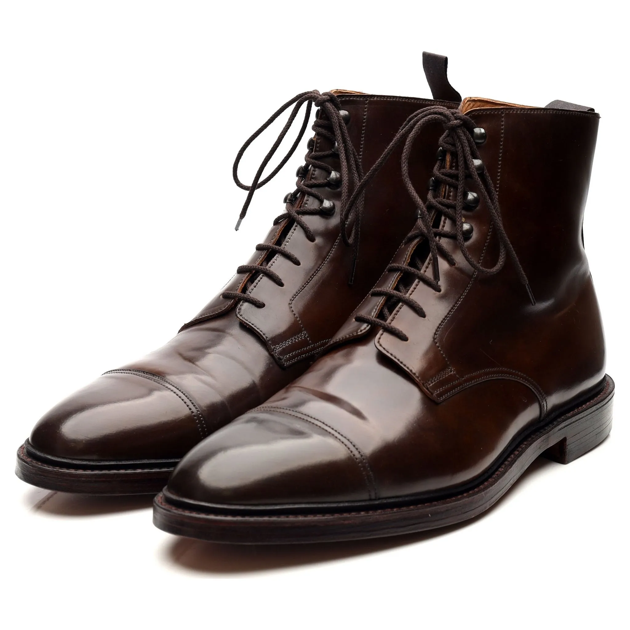 'Harlech' Dark Brown Cordovan Leather Boots UK 11 E