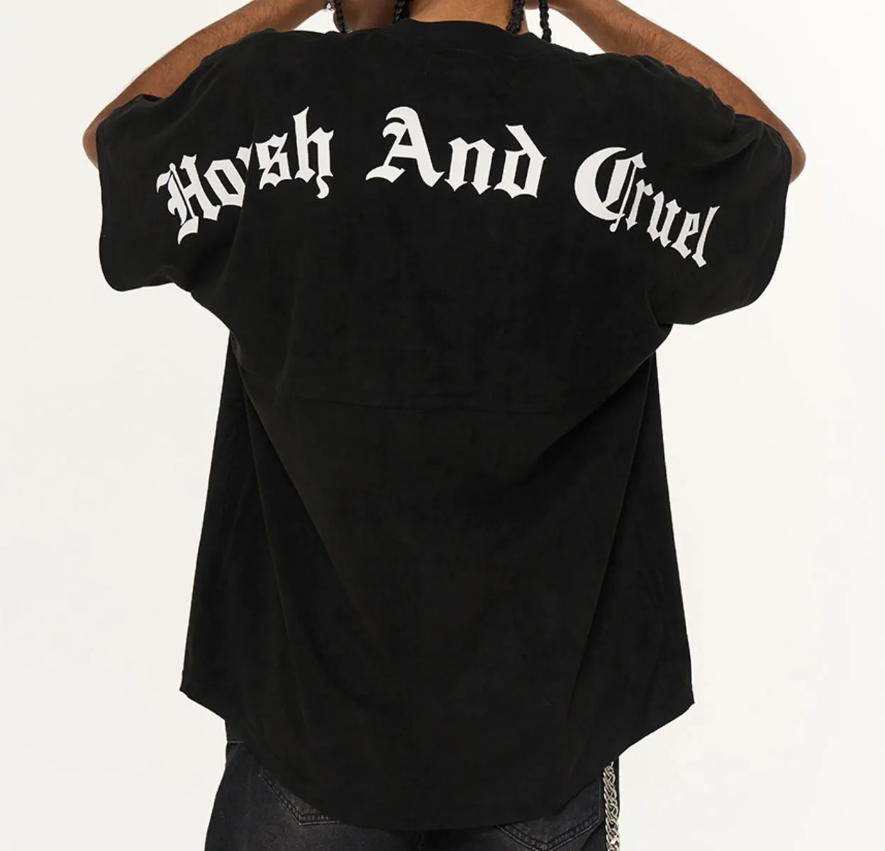 HARSH AND CRUEL  |Crew Neck Unisex Suede Street Style Short Sleeves Oversized