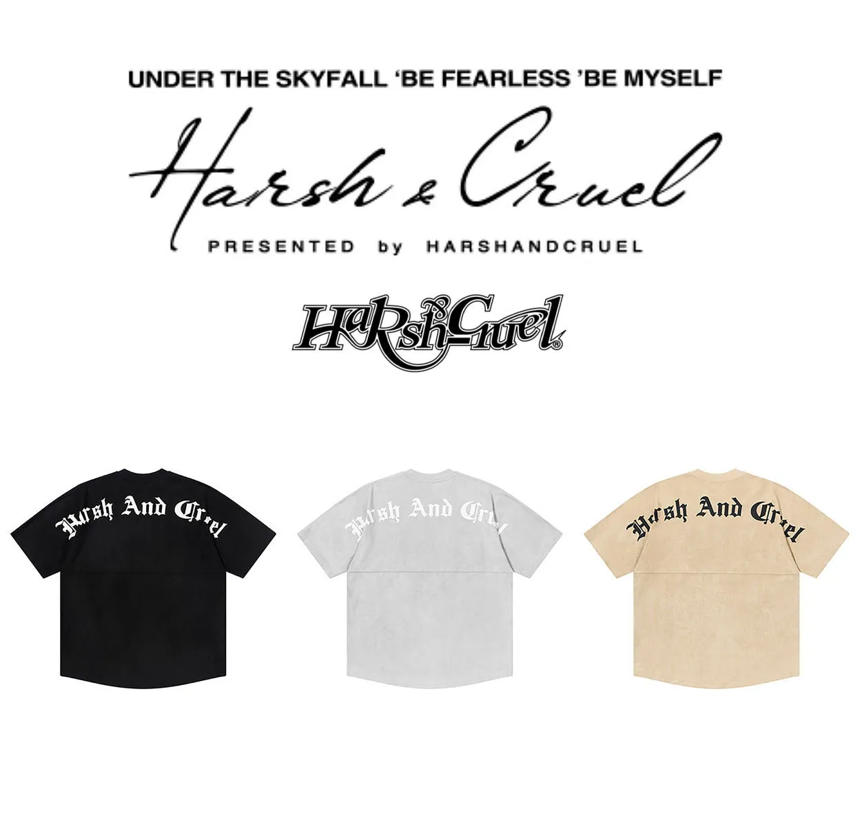 HARSH AND CRUEL  |Crew Neck Unisex Suede Street Style Short Sleeves Oversized