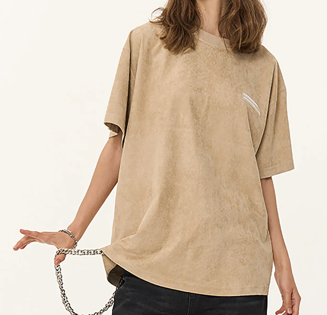 HARSH AND CRUEL  |Crew Neck Unisex Suede Street Style Short Sleeves Oversized