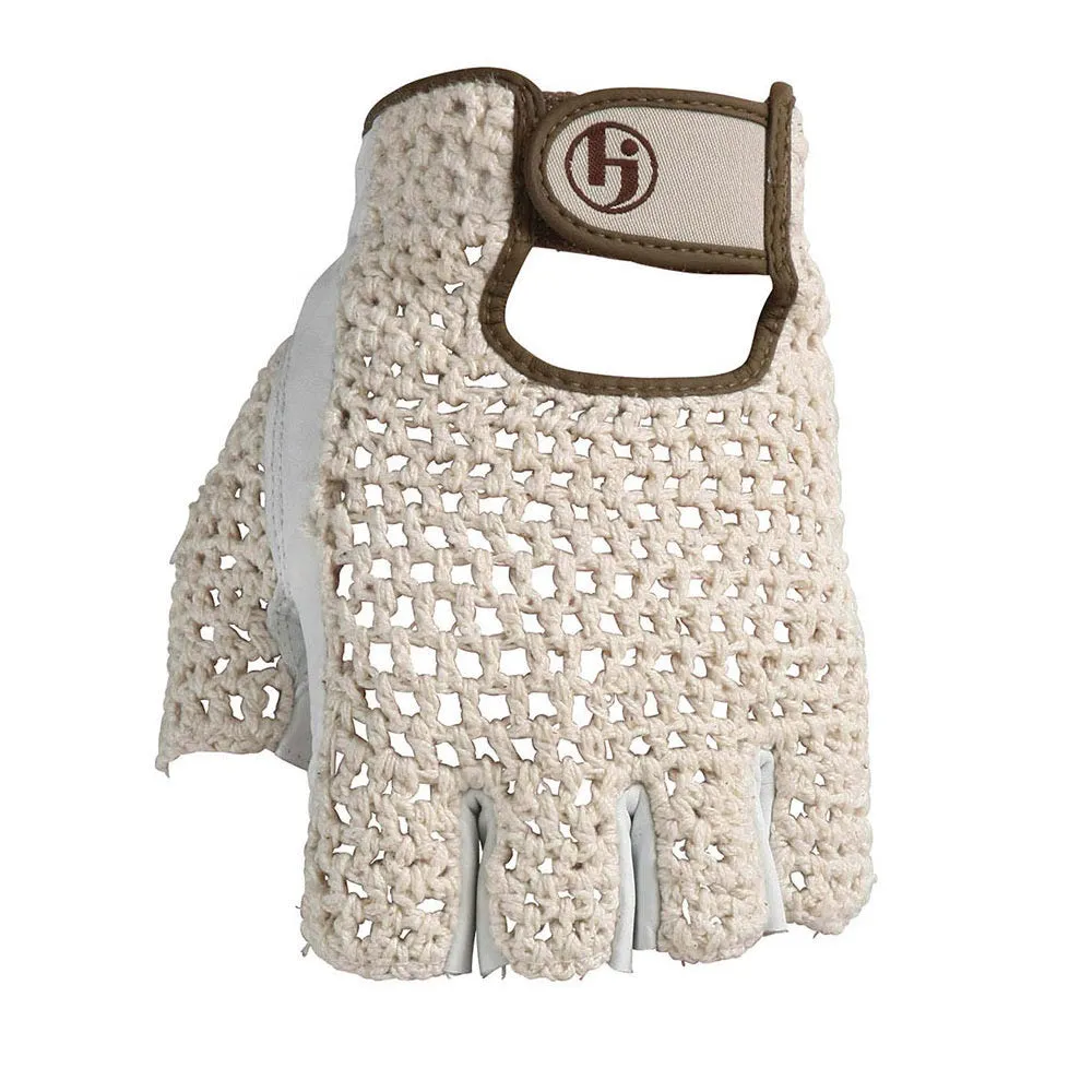 HJ Golf Half Finger Gloves - Cotton Knit & Leather