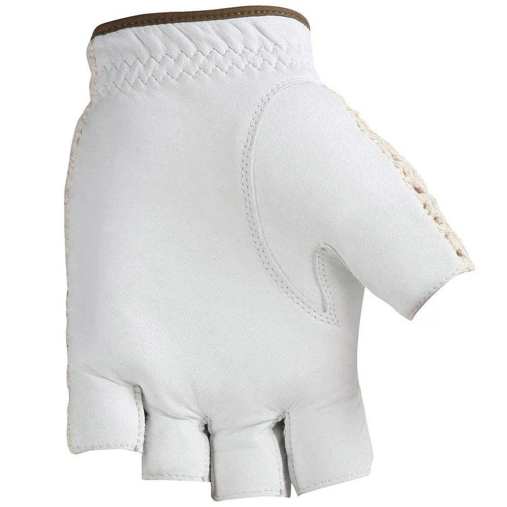 HJ Golf Half Finger Gloves - Cotton Knit & Leather