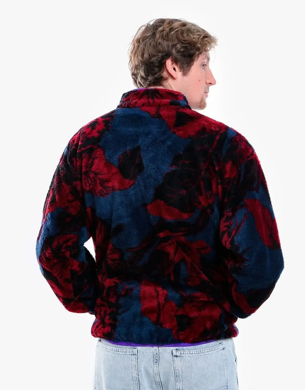 HUF Sativa Floral FZ Sherpa Jacket - Navy Blazer