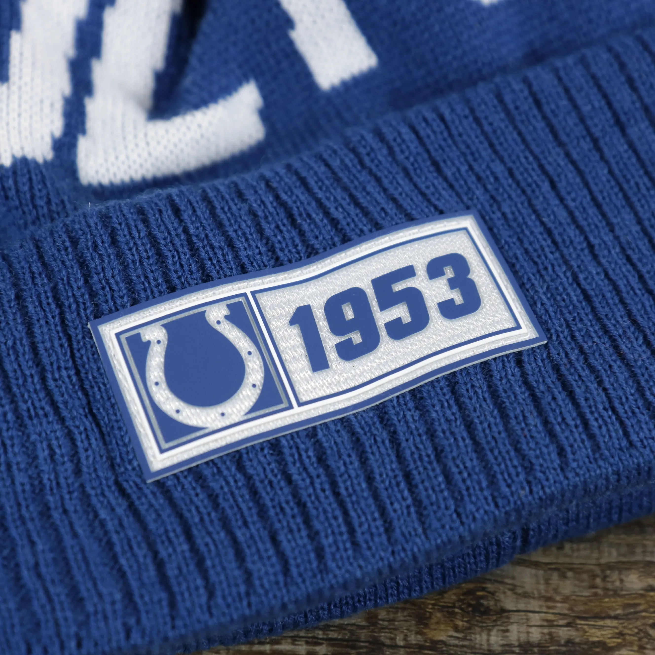 Indianapolis Colts Rubber Colts 1953 Patch Winter Beanie | Royal Blue