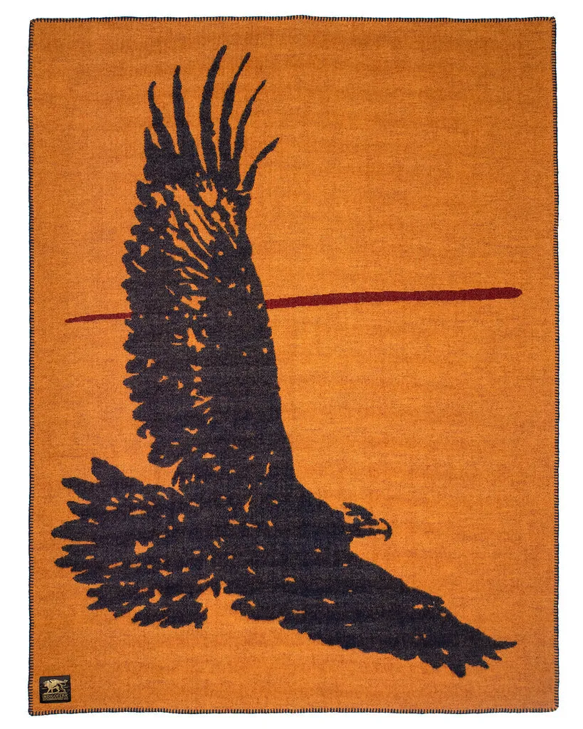 Indigofera Eagle Blanket: Orange, Navy, and Wine Color