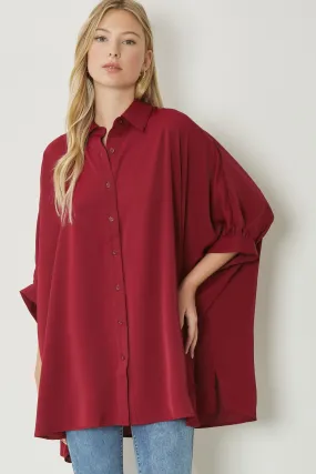 Introduce Button Down Blouse with 3/4 Sleeves