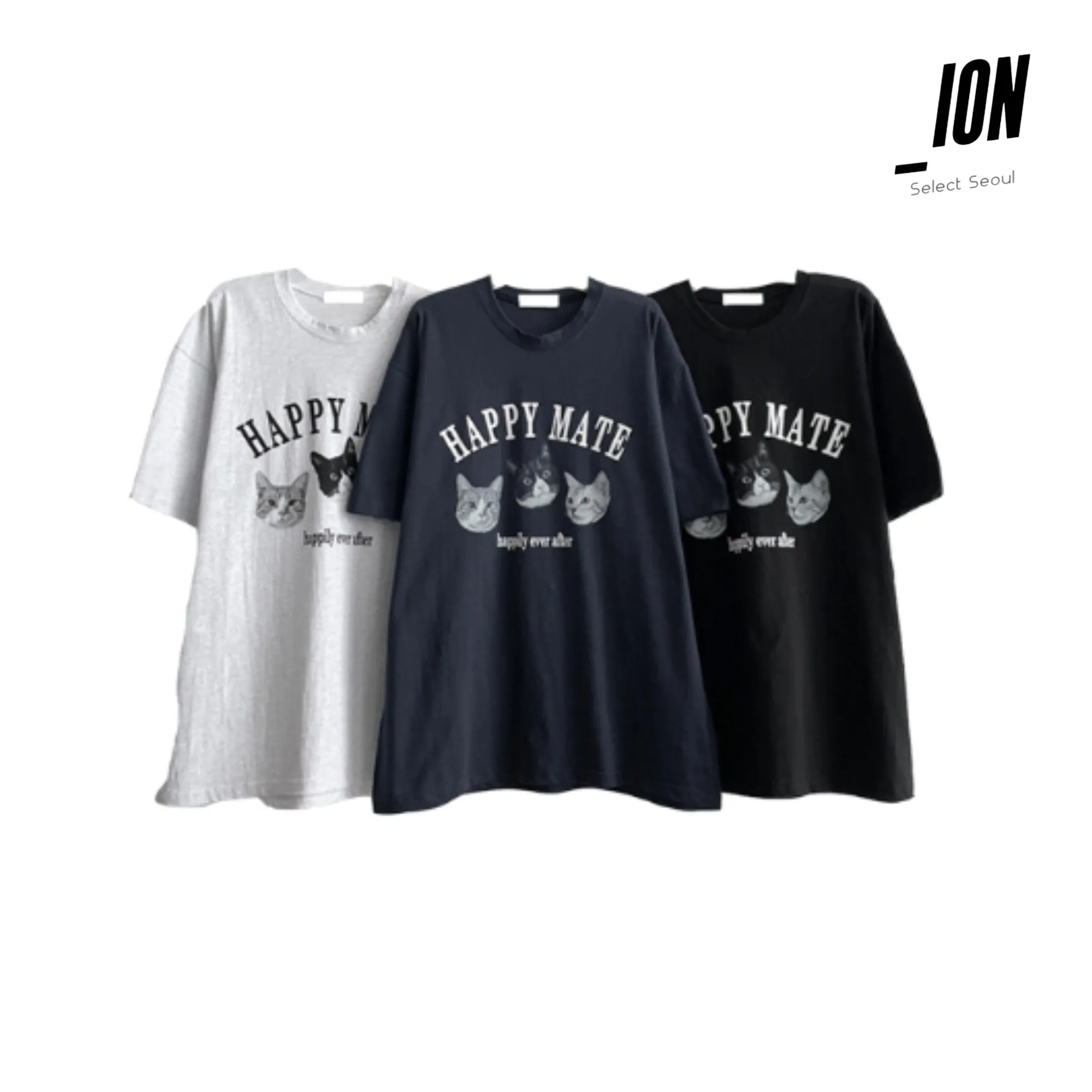 IONSEOUL  |Unisex Street Style Plain Cotton Oversized Logo T-Shirts