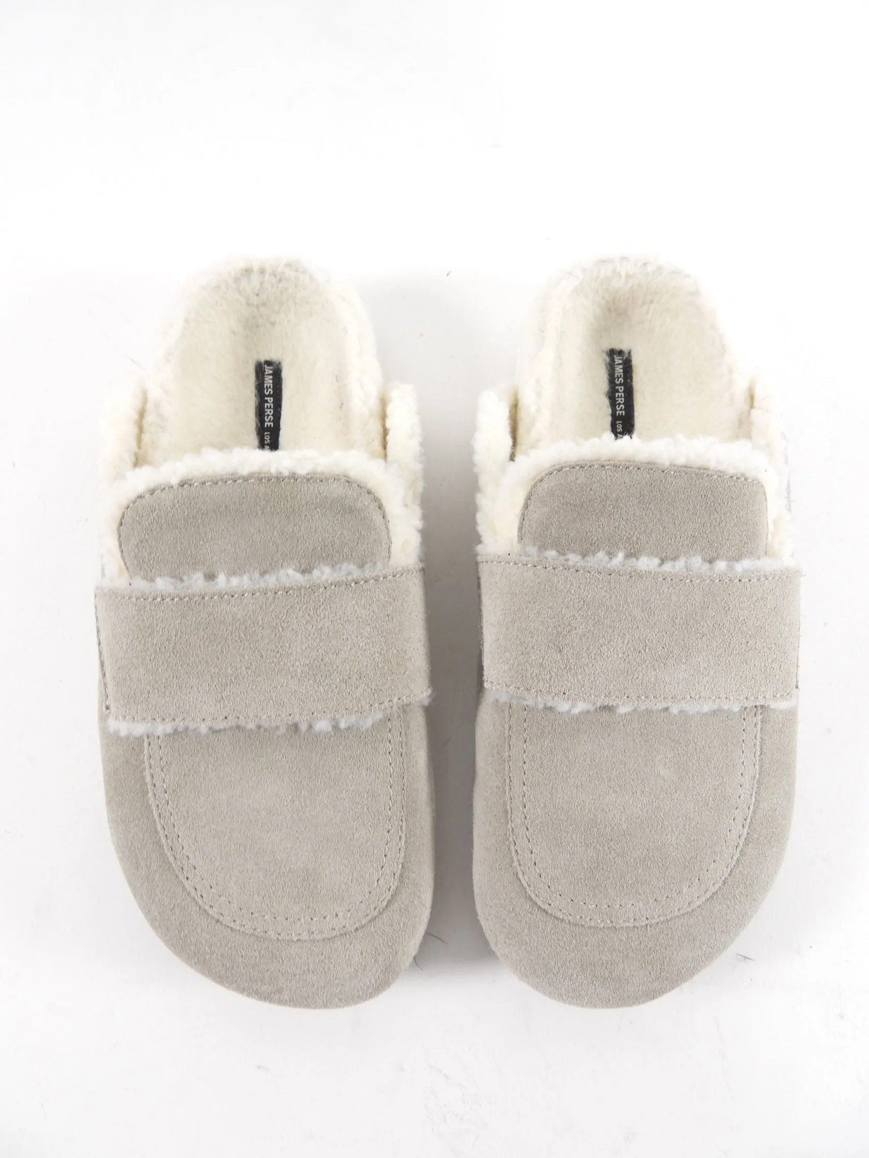 James Perse Grey Suede Shearling Slides size 37