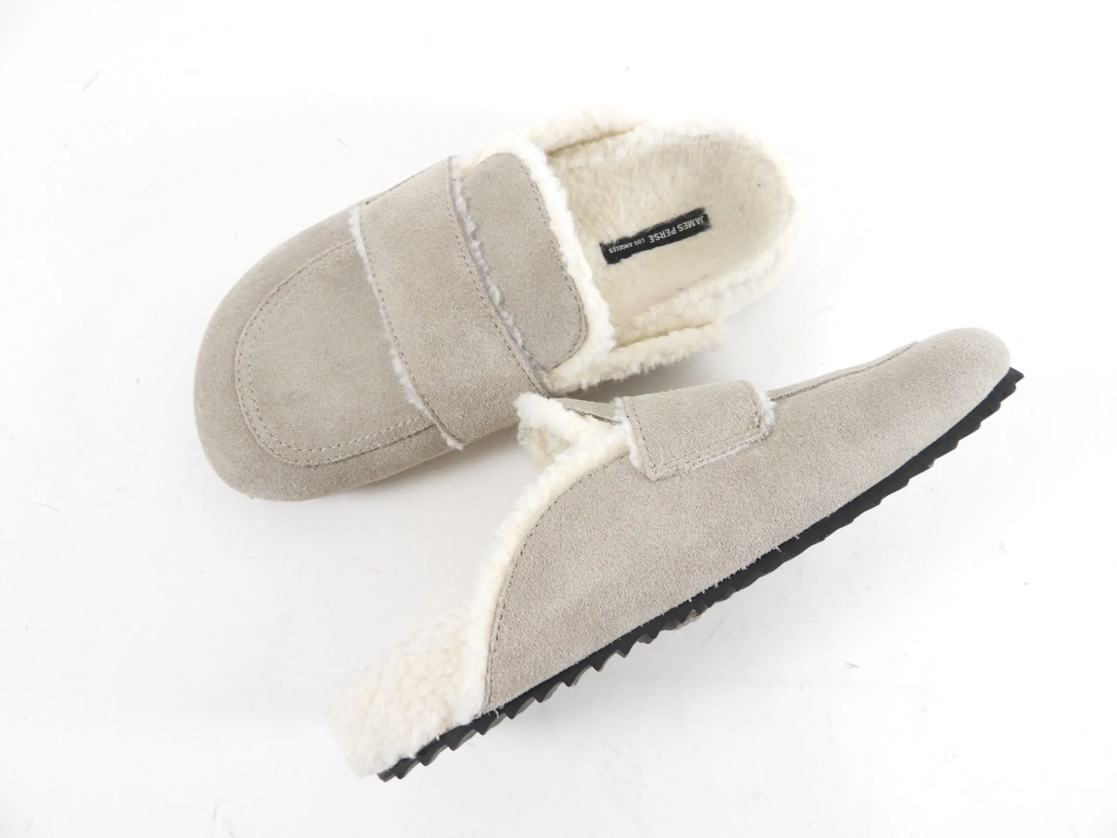 James Perse Grey Suede Shearling Slides size 37