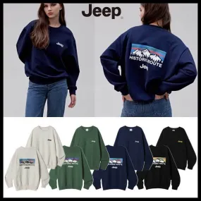 JEEP  |Crew Neck Unisex Street Style Long Sleeves Plain Cotton