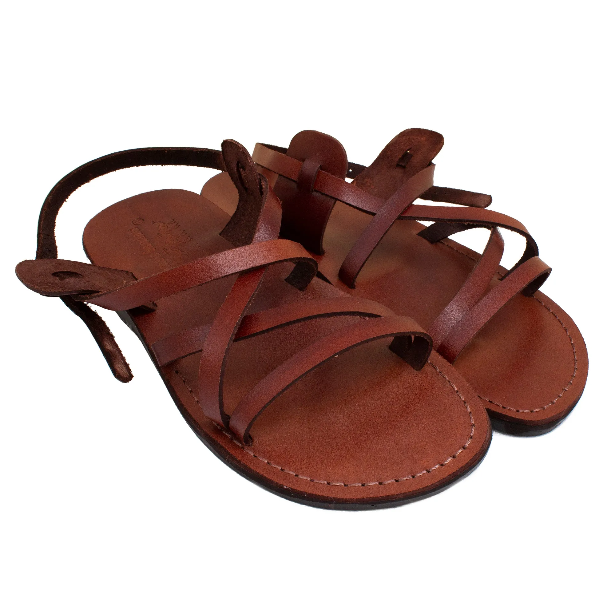 Jerusalem biblical style sandals - genuine camel leather stripes - sizes 6-13 US