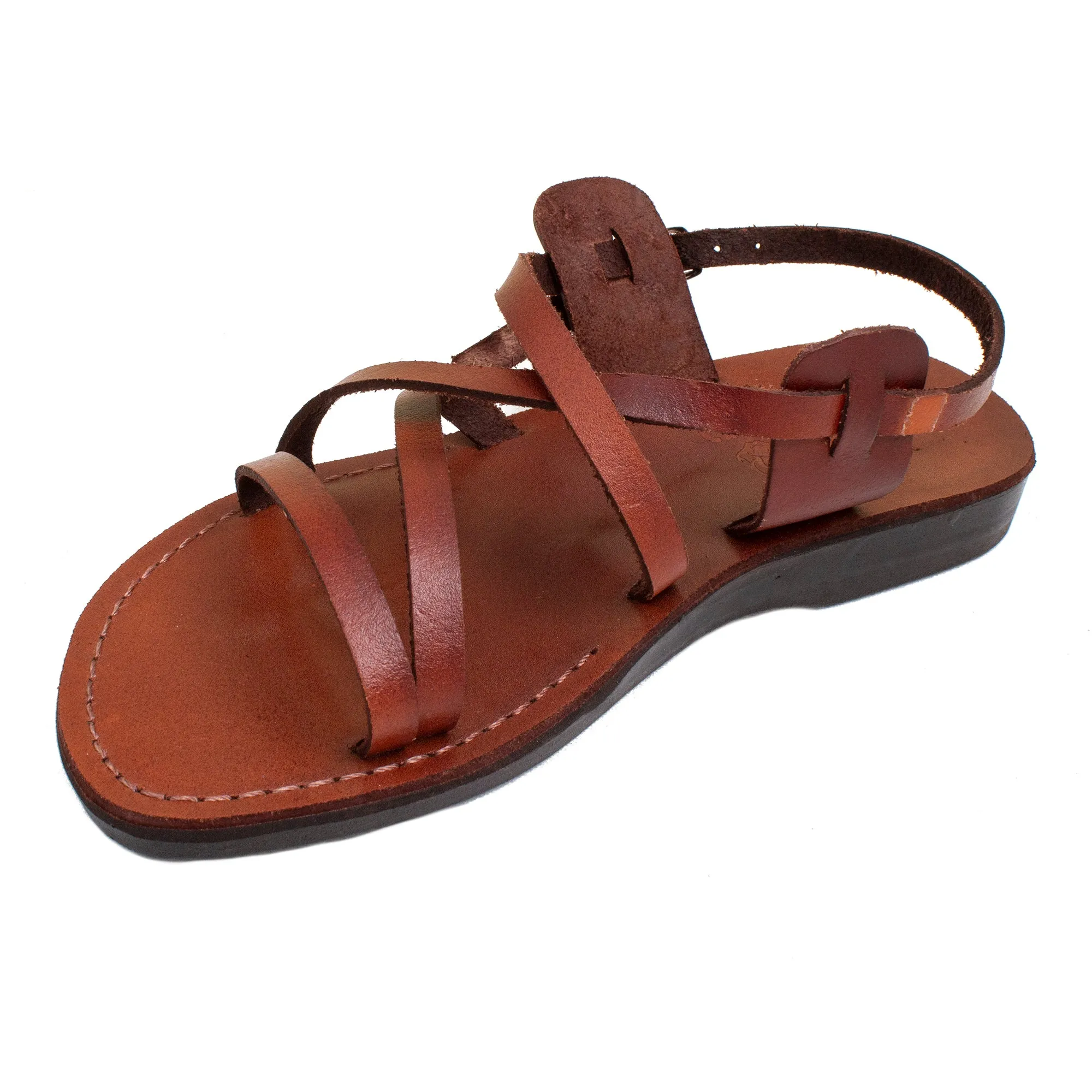 Jerusalem biblical style sandals - genuine camel leather stripes - sizes 6-13 US