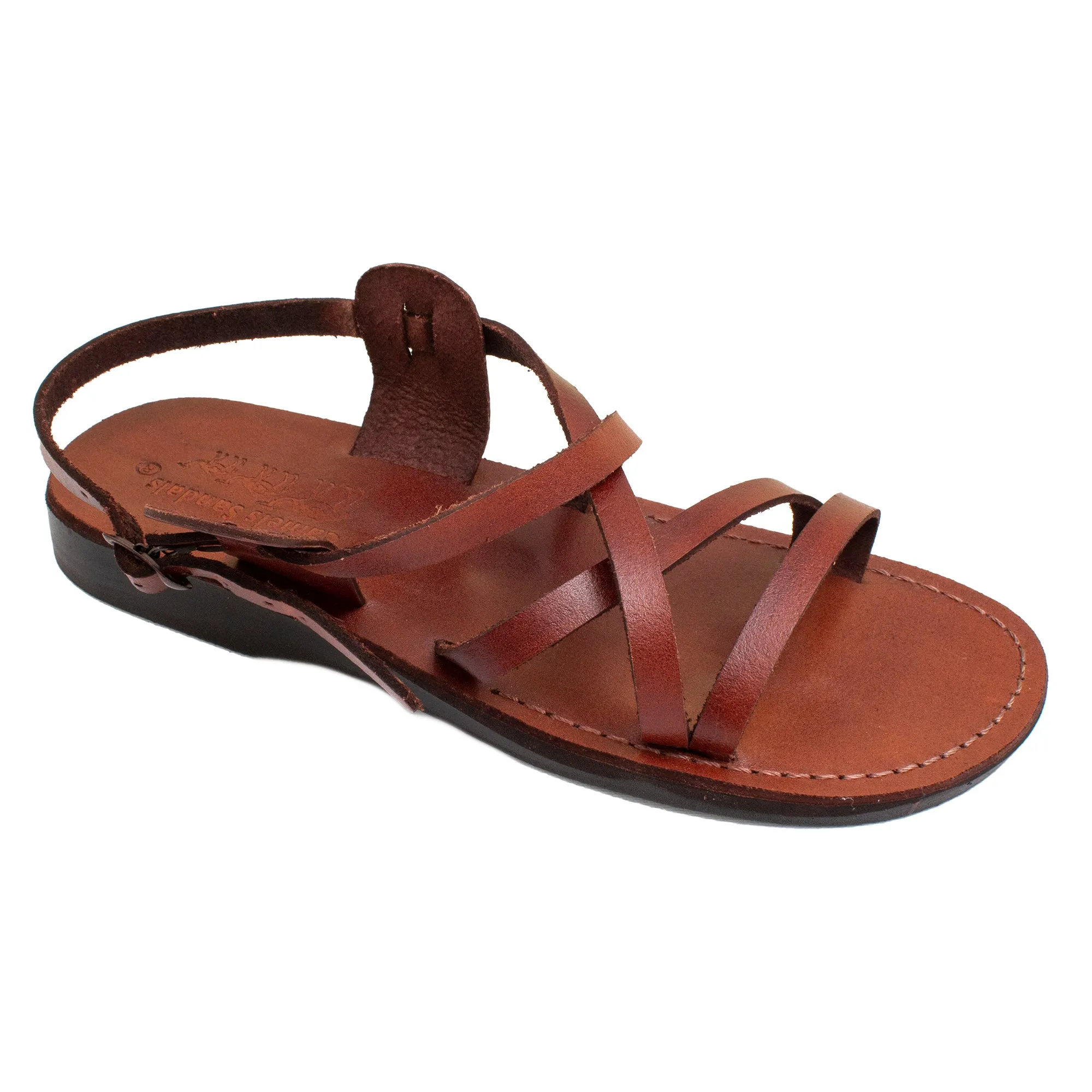 Jerusalem biblical style sandals - genuine camel leather stripes - sizes 6-13 US