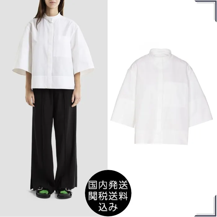 Jil Sander  |Casual Style Street Style Cropped Plain Cotton Oversized