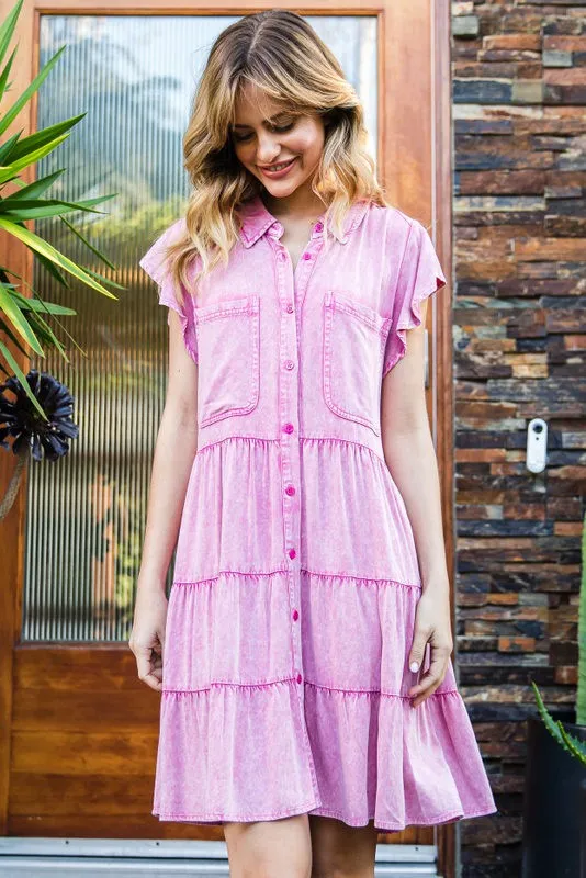 Jodifl Ruffle Button Down Dress - Tiered Design