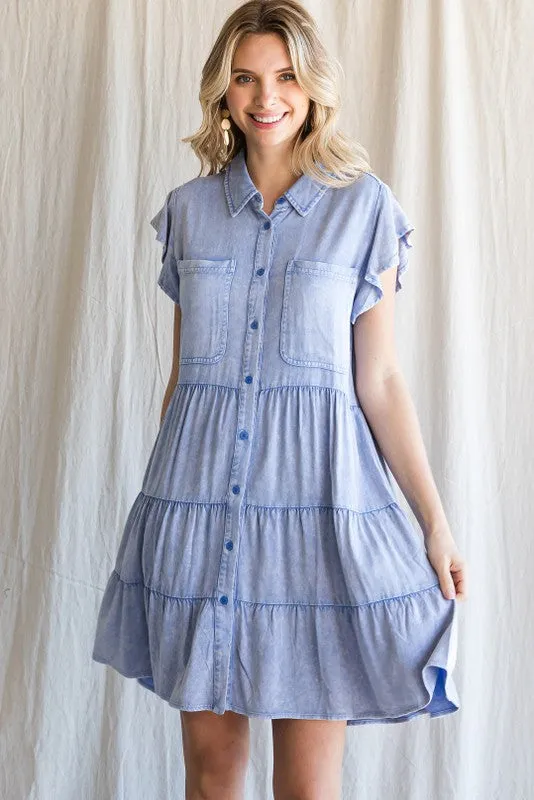 Jodifl Ruffle Button Down Dress - Tiered Design