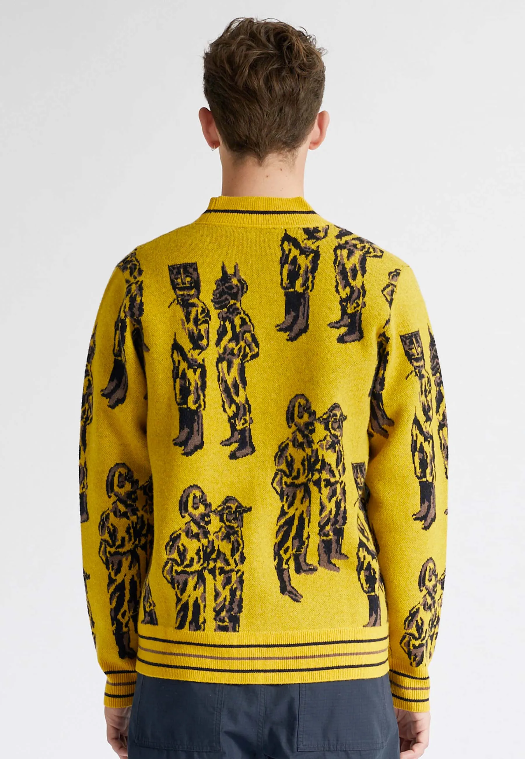 Kalle JC Mask Jacquard Sweater - yellow