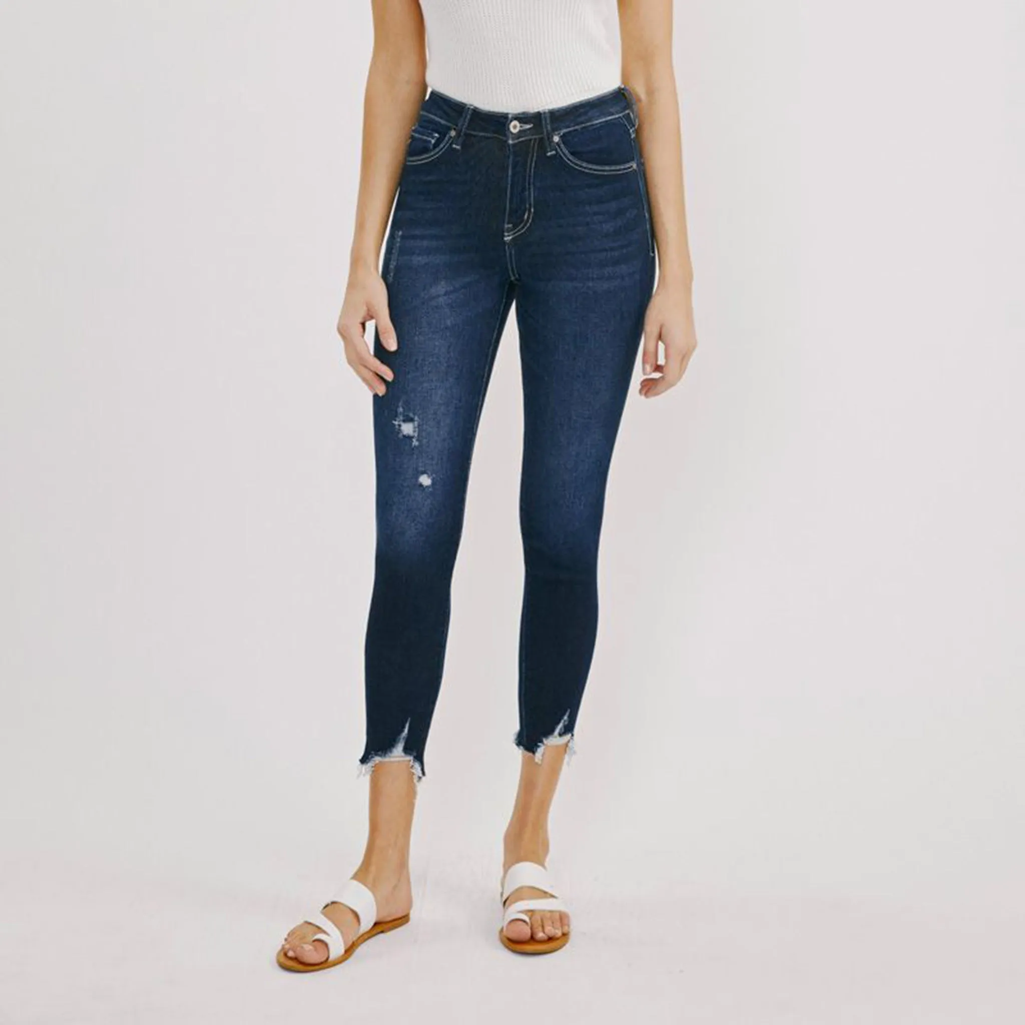 KanCan Raw Edge Mid Rise Skinny Jeans