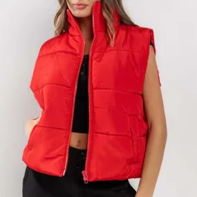 Keep Me Cozy Puffer Vest - Red