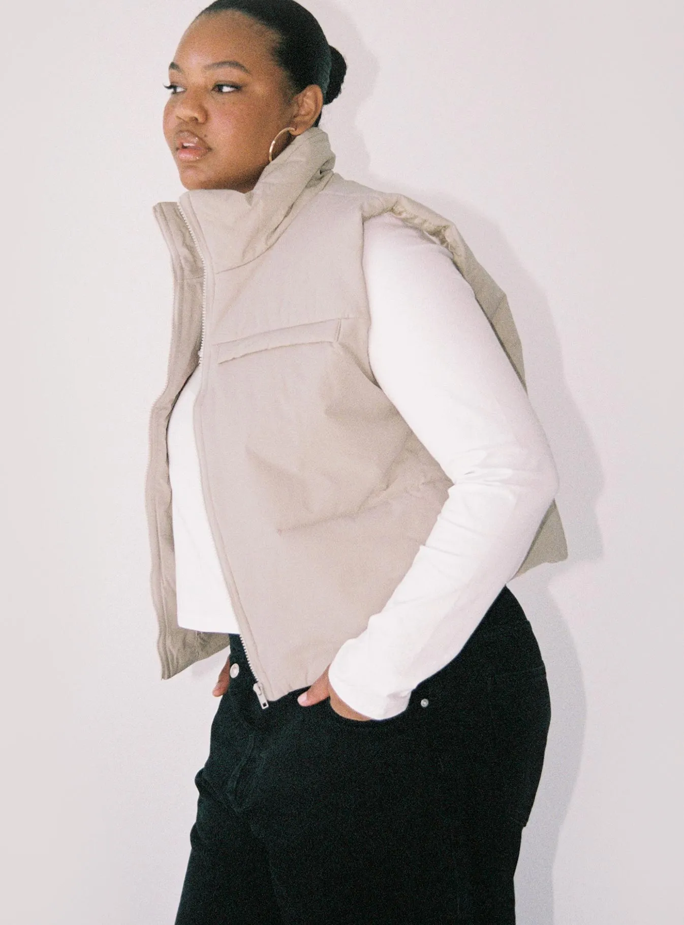 Kirby Cream Puffer Vest - Curve Fit | Shop