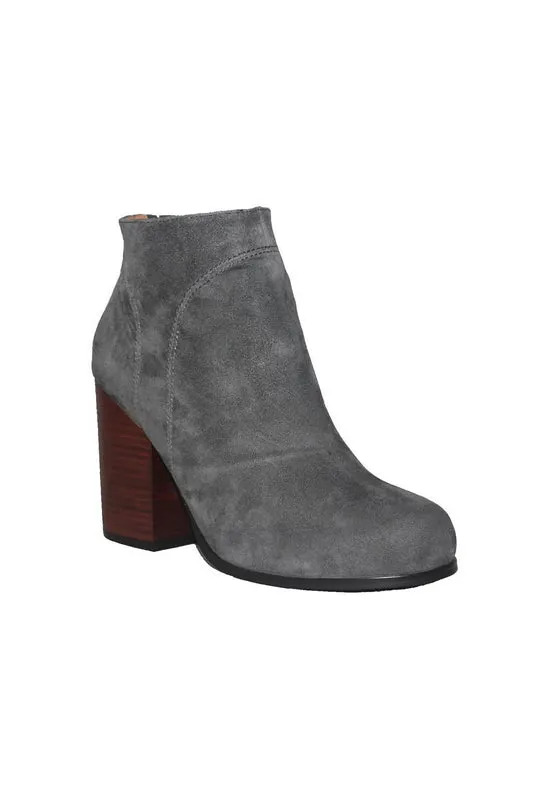 Kixters Chelsea - Grey Suede Side Zip Block Heel Boot