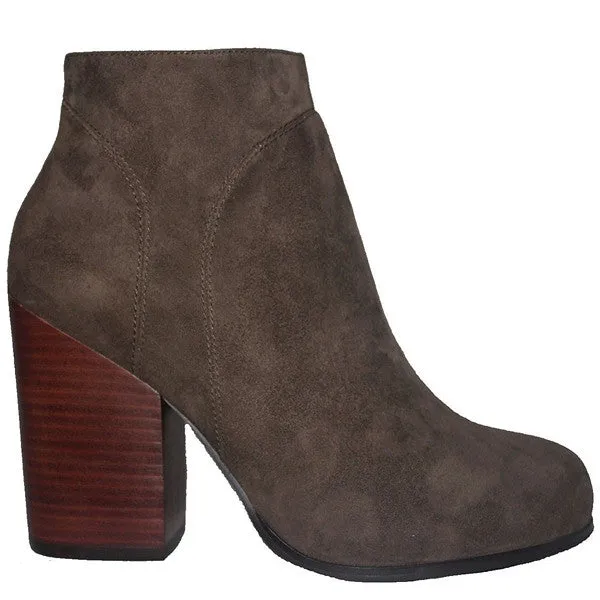 Kixters Chelsea - Taupe Suede Side Zip Block Heel Boot