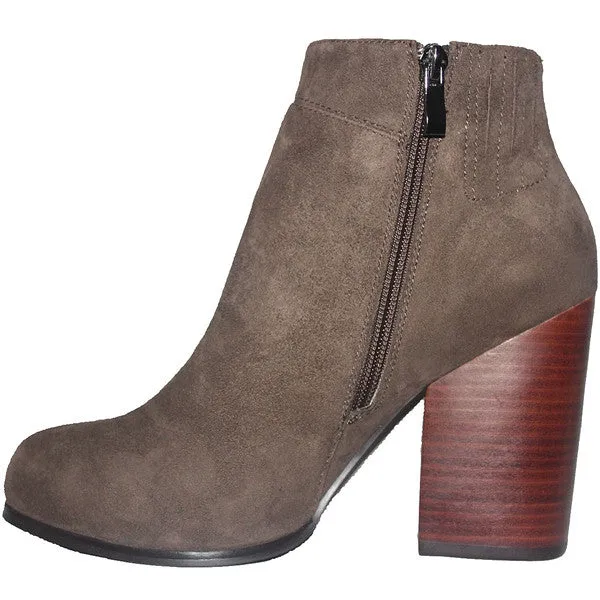 Kixters Chelsea - Taupe Suede Side Zip Block Heel Boot