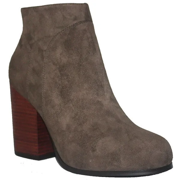 Kixters Chelsea - Taupe Suede Side Zip Block Heel Boot