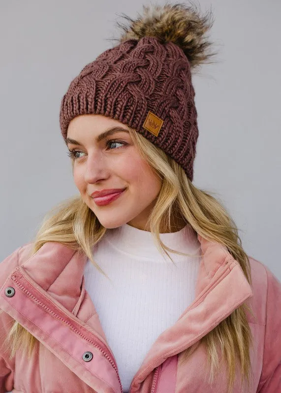 Knit Beanie with Braided Design