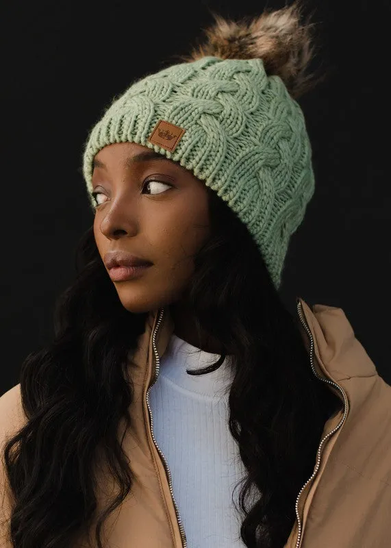 Knit Beanie with Braided Design